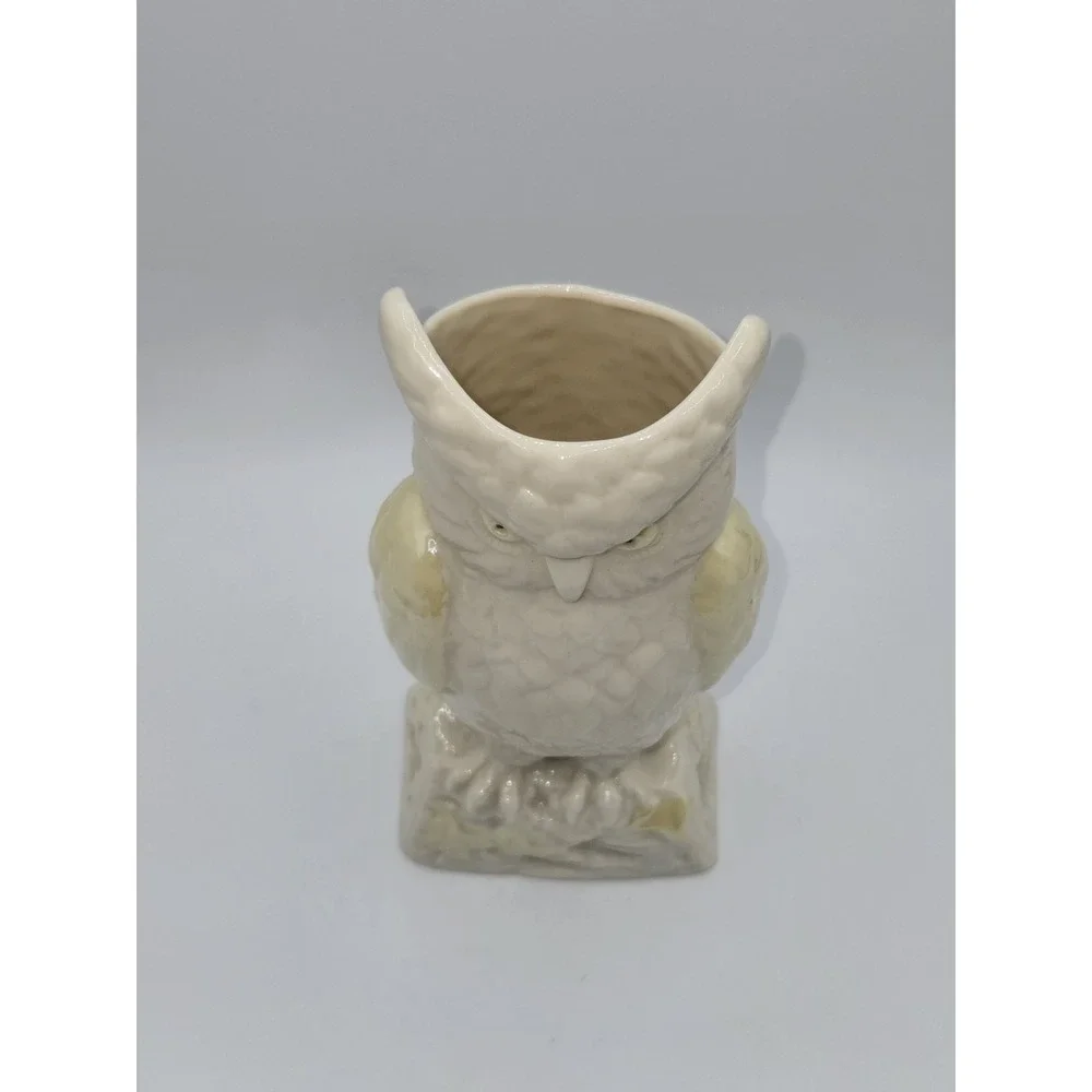 Belleek Ireland Owl Vase Cream Lustre Porcelain Bird Figure Bud Vase 8.25